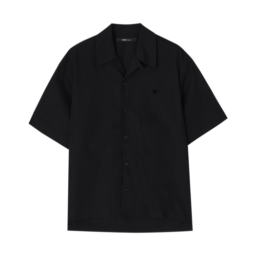 SH3SH880BK Songzio Zzero Mono Panther Open Collar Half Shirt Black