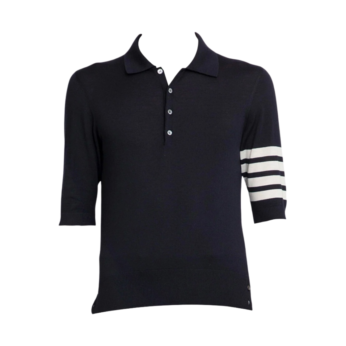 MKP048A-Y1014-415 Thom Browne Wool Short Sleeve Polo Navy