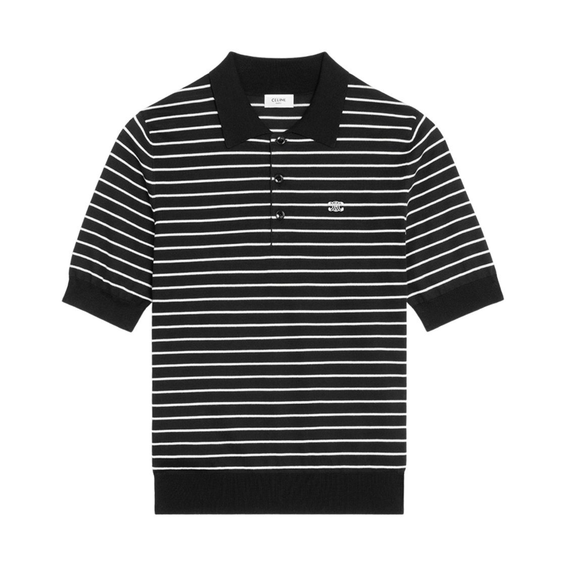셀린느 스트라이프 파인  코튼 트리옹프 폴로 블랙 에크루(Celine Triomphe Polo in Striped Fine Cotton Black Ecru) - 1