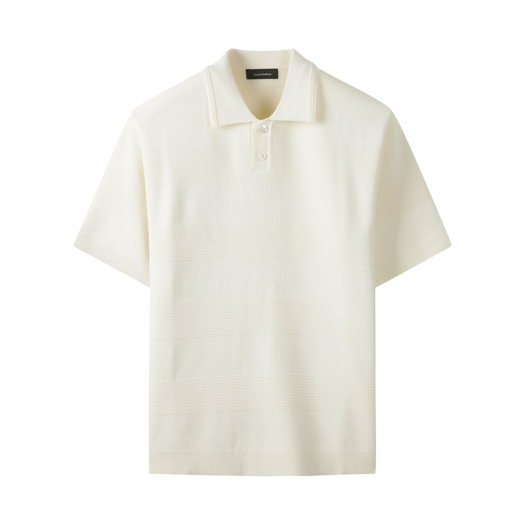 CWWAM25411IVX Customellow Stripes Texture Collar Sweater Ivory