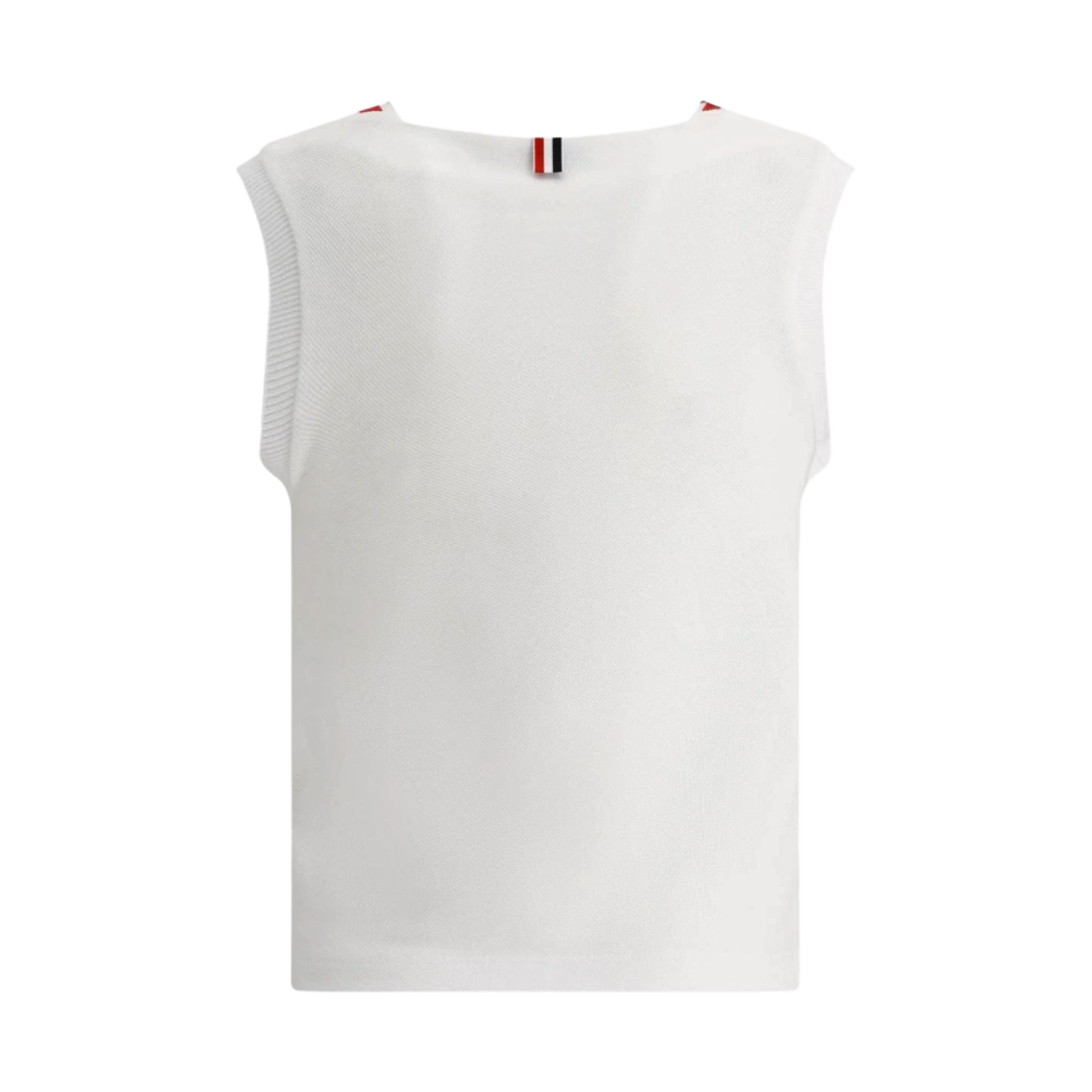 (W) 톰브라운 피케 립 거싯 보트넥 쉘 탑 화이트((W) Thom Browne Pique Rib Gusset Boat Neck Shell Top White) - 2
