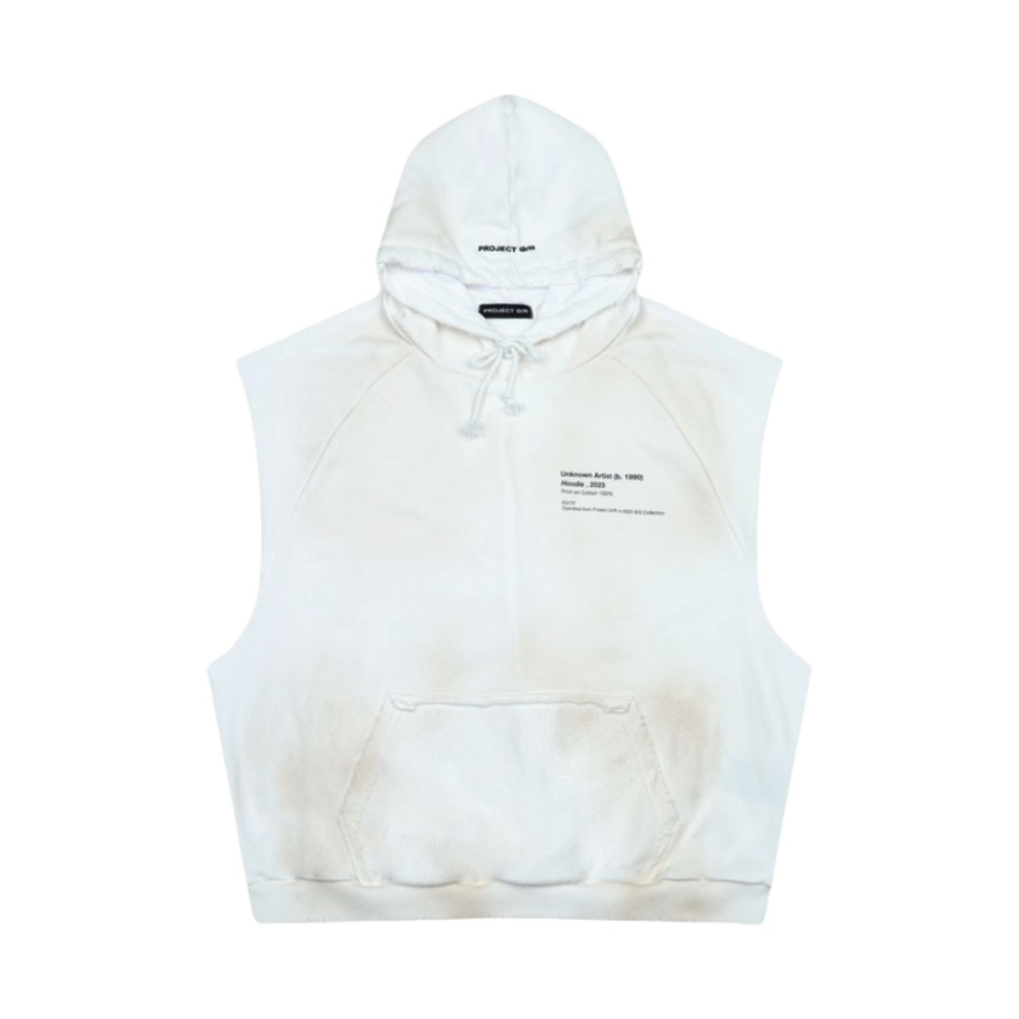 프로젝트 G/R 아트워크 라벨 슬리브리스 후드 더티 화이트