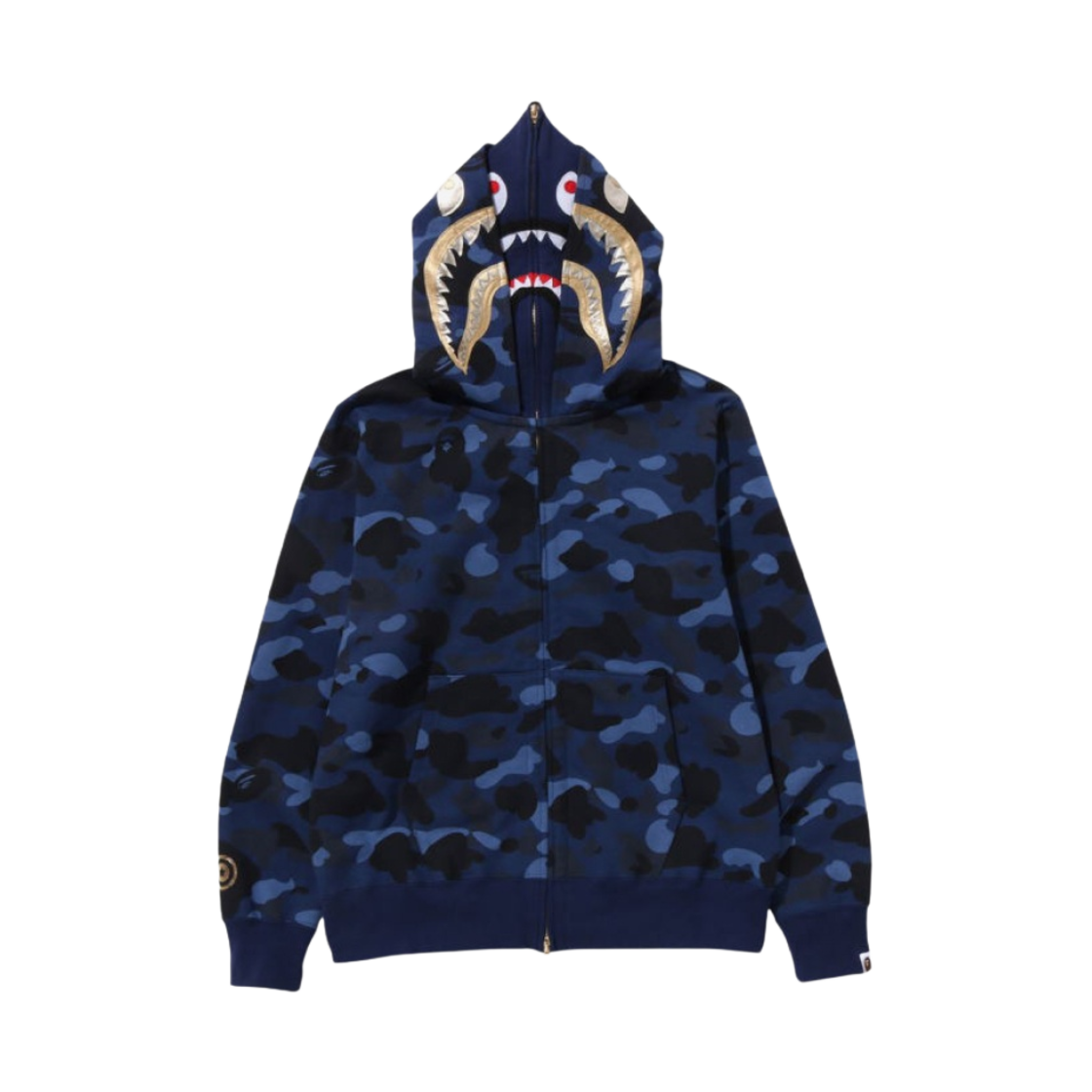 베이프 컬러 카모 더블 샤크 풀 집 후드 네이비 블루