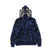 BAPE Color Camo Double Shark Full Zip Hoodie Navy Blue