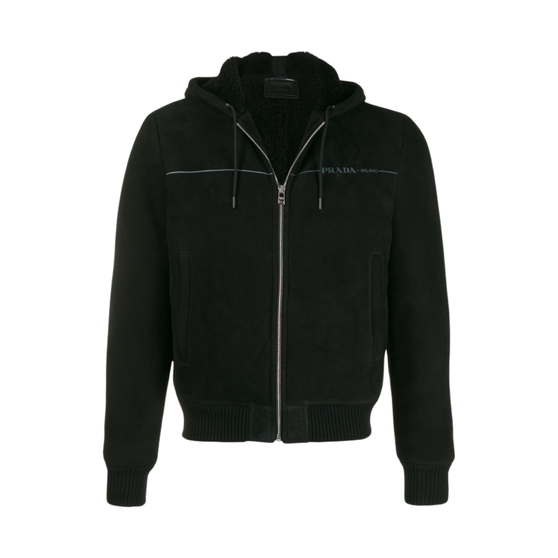 프라다 지퍼 로고 후드 블랙(Prada Zip Up Logo Hoodie Black)