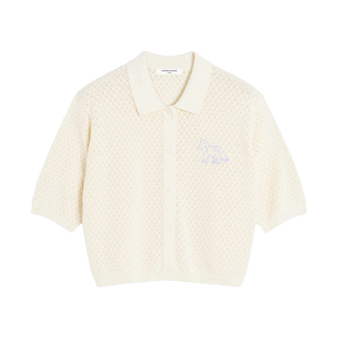 OW00515KT1135-0145 (W) Maison Kitsune Baby Fox Embroidered Pointelle Cardigan Rich Vanilla