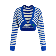 Greenbutter Women Herringbone Stripe Knit Bolero Blue