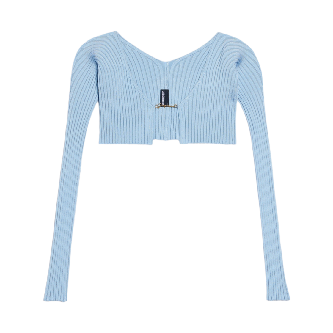 (W) 자크뮈스 라 마이유 프랄루 마이크로 참 로고 가디건 라이트 블루((W) Jacquemus La Maille Pralu Micro Charm Logo Cardigan Light Blue) - 1