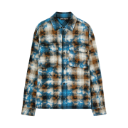 PALM ANGELS Curved Logo Check Shirt LS Light Blue