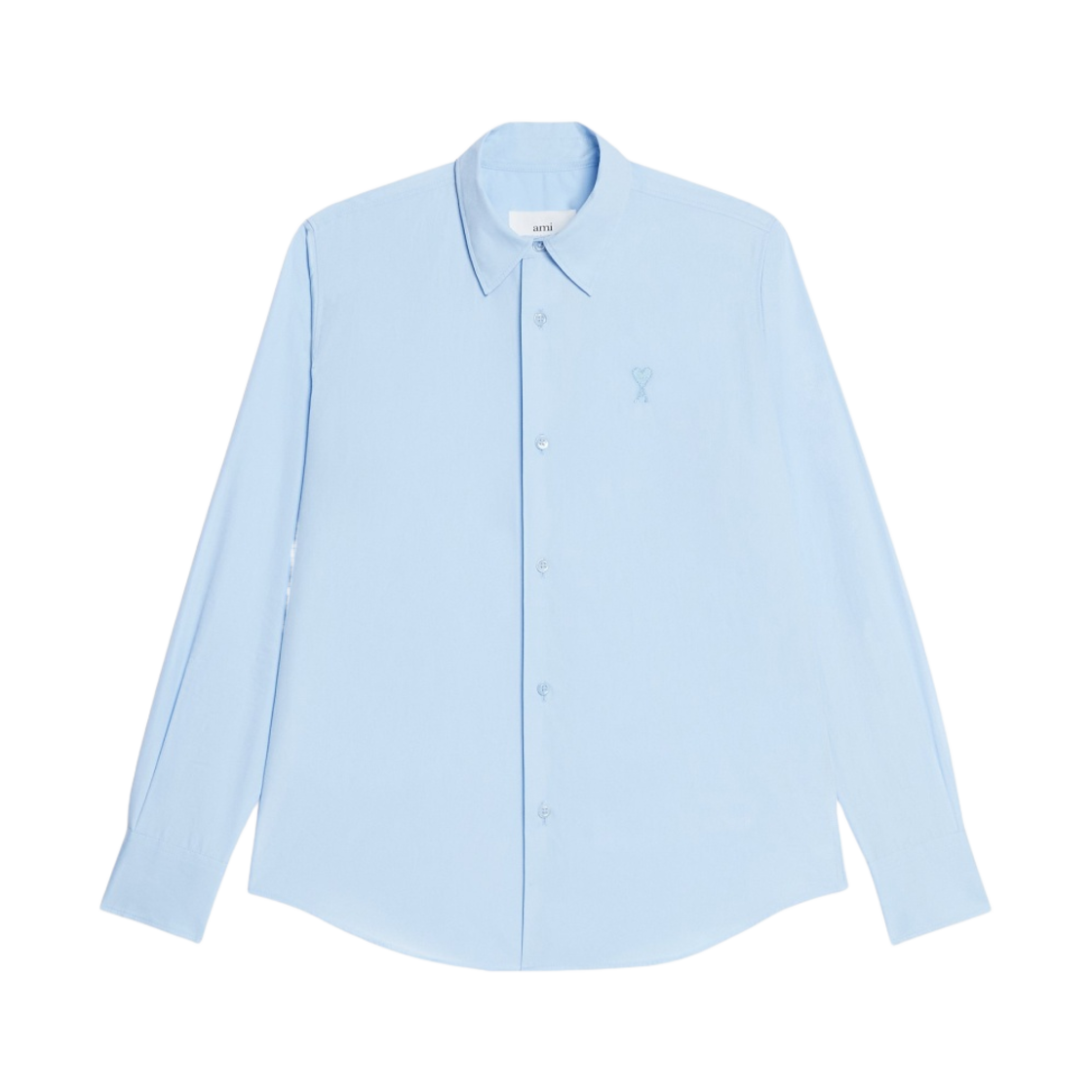 (W) 아미 토날 하트 로고 셔츠 스카이 블루((W) AMI Tonal de Coeur Shirt Sky Blue) - 1