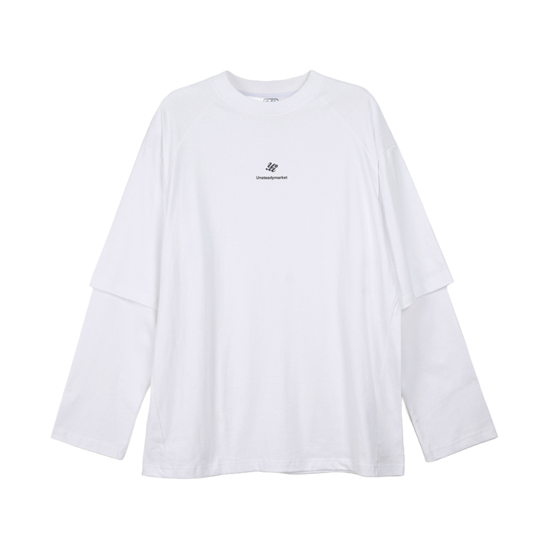 USMLS07 Unsteady Market Layered LS T-shirts White