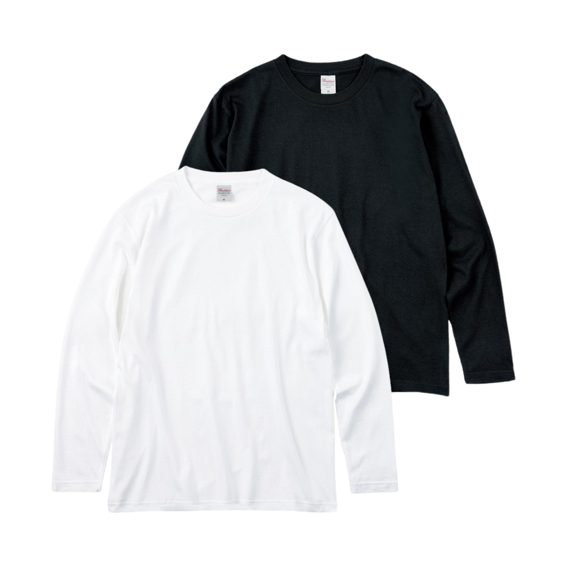 프린트스타 베이직 라운드 롱슬리브 티셔츠 화이트 블랙 (2팩)