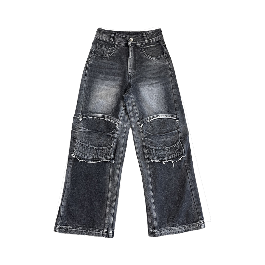 BLR24SSPT02BK BLR Knee Point Denim Pants Black (RENEW.)