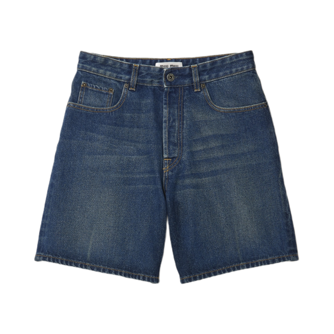 GWP556-1568-F0008 (W) Miu Miu Washed Denim Bermuda Blue