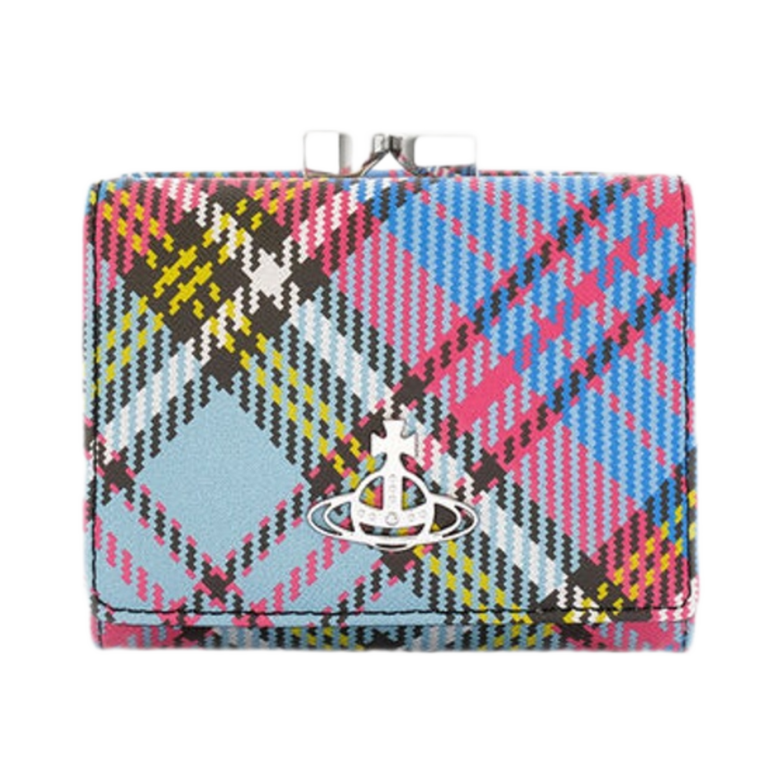 비비안 웨스트우드 바이오그린 사피아노 프린티드 스몰 프레임 지갑 맥켄디 타르탄(Vivienne Westwood Biogreen Saffiano Printed Small Frame Wallet Macandy Tartan) - 1