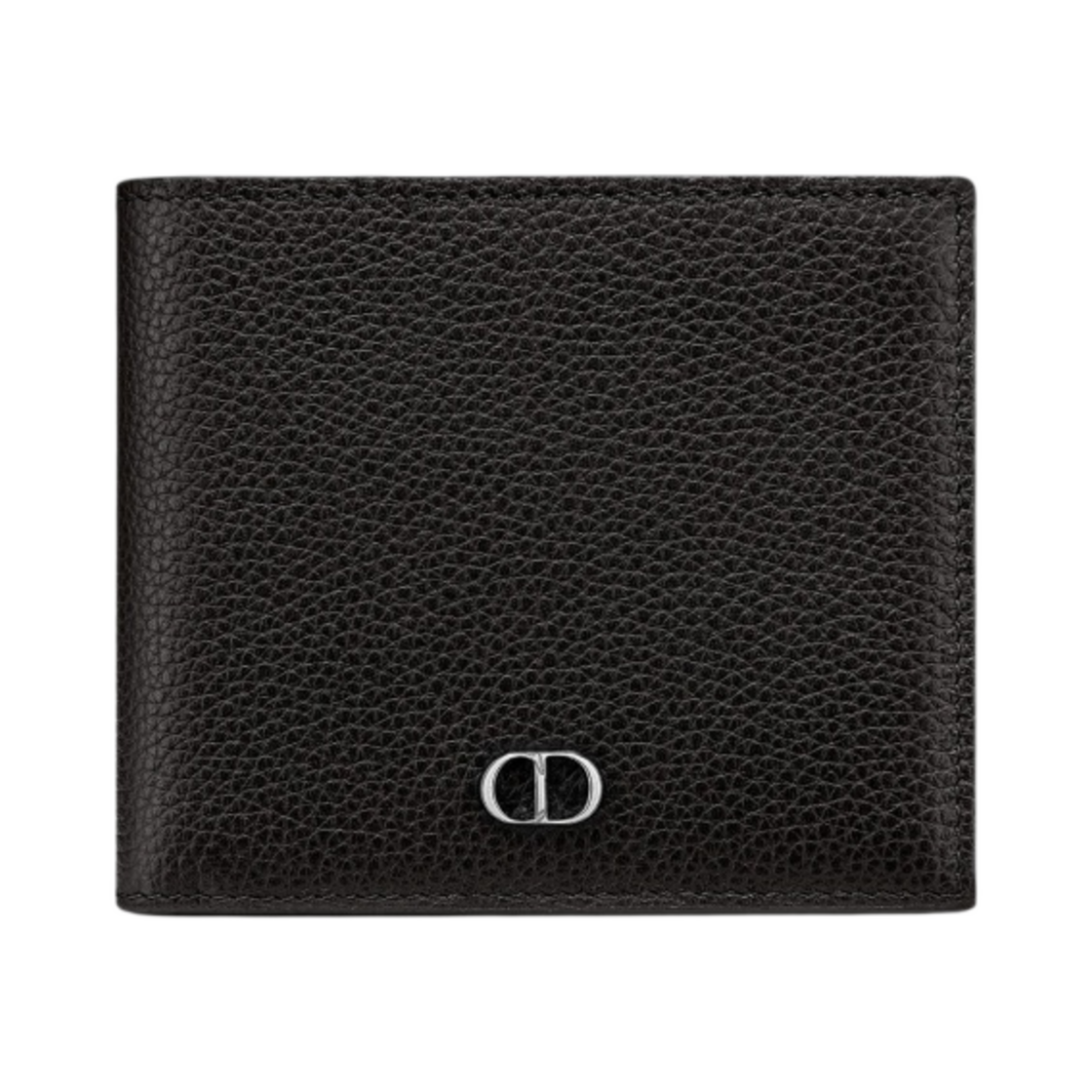 디올 컴팩트 지갑 그레인드 카프스킨 & CD 아이콘 시그니쳐 블랙