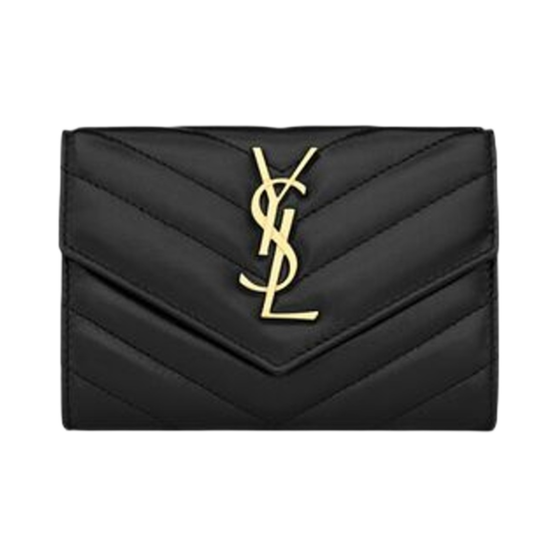 414404-AAA44-1000 Saint Laurent Cassandre Matelasse Small Envelope Wallet in Lambskin Black - 대표 이미지 #1