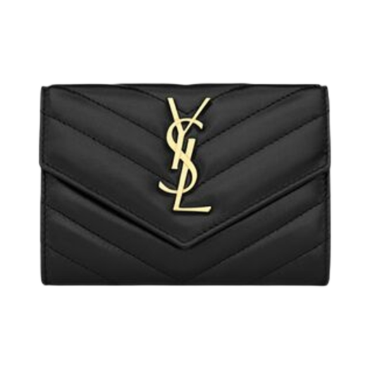 Saint Laurent Cassandre Matelasse Small Envelope Wallet in Lambskin Black