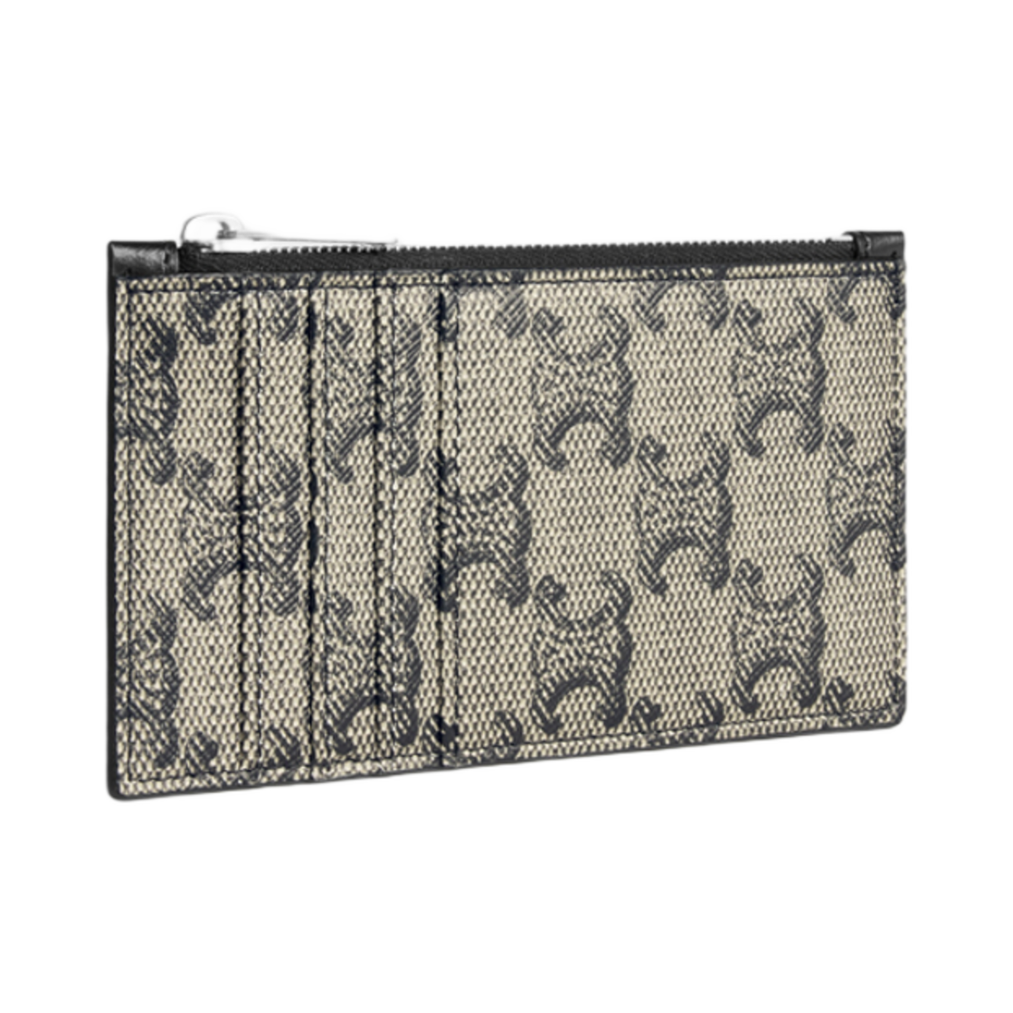 셀린느 지퍼 컴팩트 카드 홀더 트리옹프 캔버스 앤 카프스킨 베이지(Celine Zipped Compact Card Holder Triomphe Canvas & Calfskin Beige) - 2