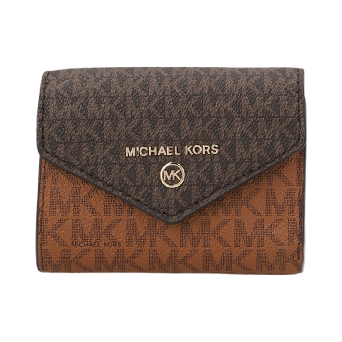 34S1GT9E6B299 Michael Kors Jet Set Two-Tone Signature Logo Tri-Fold Wallet Luggage Multi
