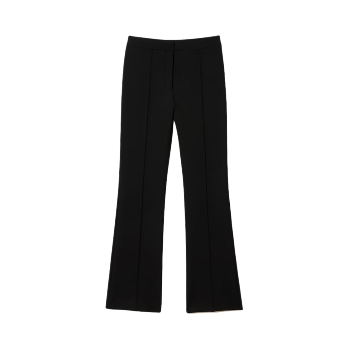 (W) 라코스테 인터록 하이 웨이스티드 플레어 팬츠 블랙((W) Lacoste Interlock High Waisted Flare Pants Black) - 1