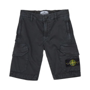 (Kids) Stone Island L0110 Cotton Cargo Shorts Black - 21SS