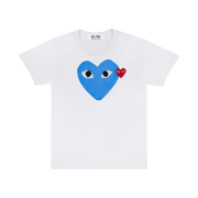Play Comme des Garcons Blue Heart T-Shirt White