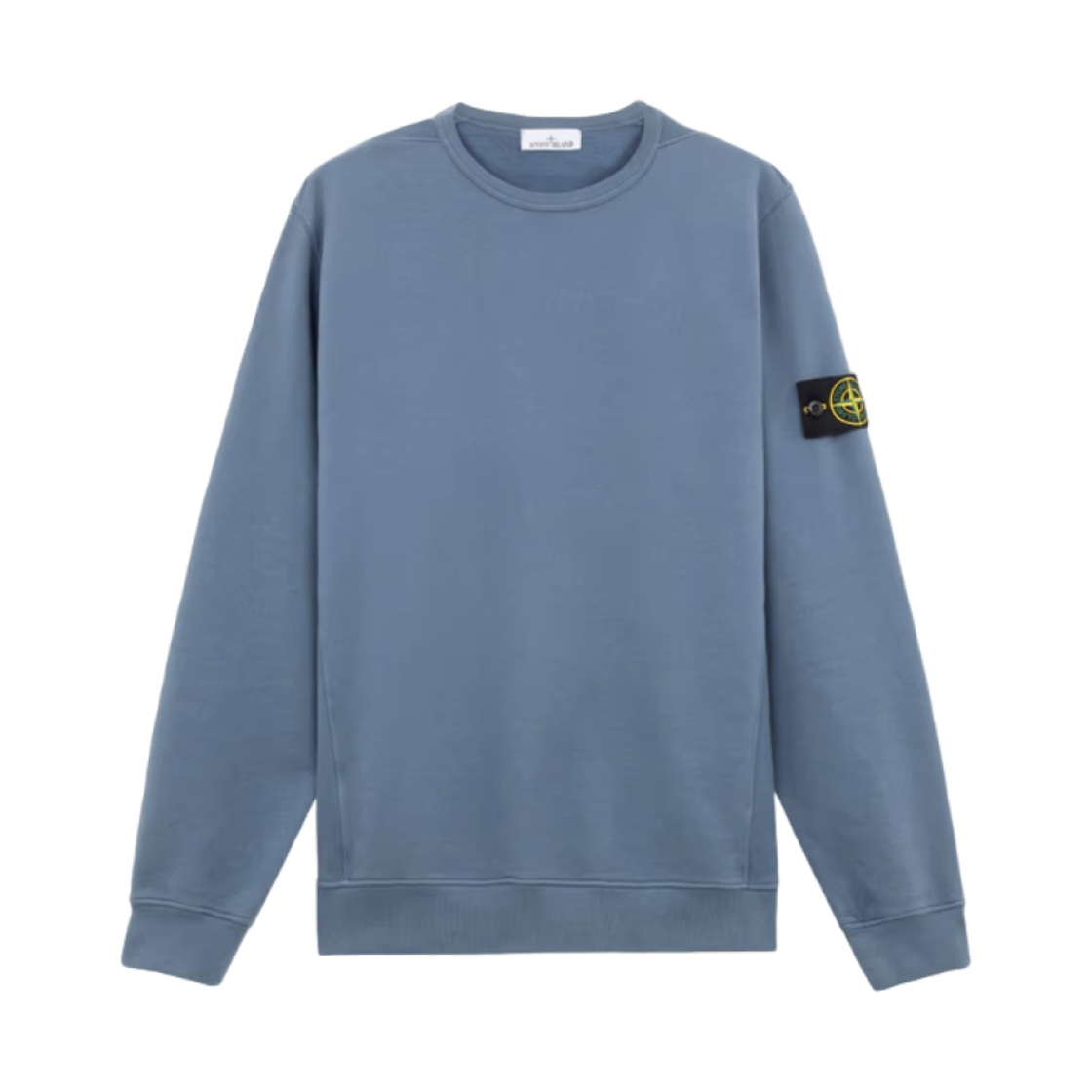 스톤 아일랜드 62420 브러쉬드 오가닉 코튼 플리스 크루넥 스웨트셔츠 미드 블루 - 24FW