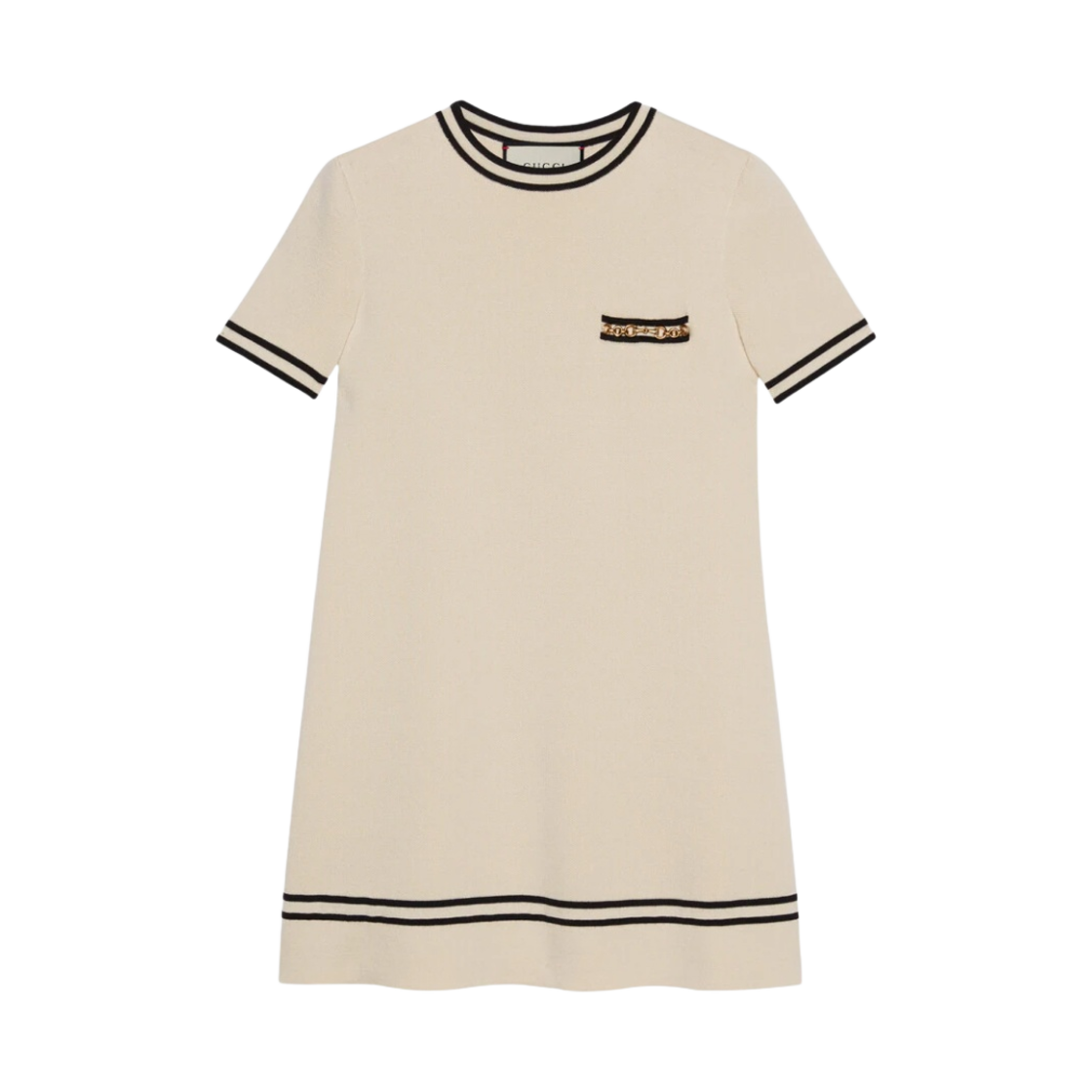 (W) 구찌 콘트라스트 트림 울 드레스 화이트((W) Gucci Wool Dress with Contrast Trim White) - 1