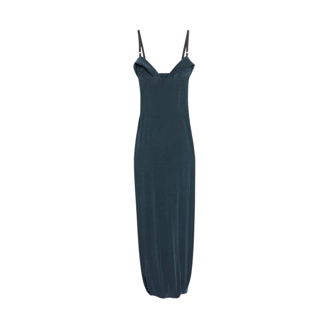 (W) 자크뮈스 라 로브 프라이아 드레이프 저지 드레스 네이비((W) Jacquemus La Robe Praia Draped Jersey Dress Navy) - 1