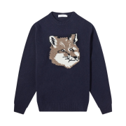 Maison Kitsune Big Fox Head Pullover Knit Navy
