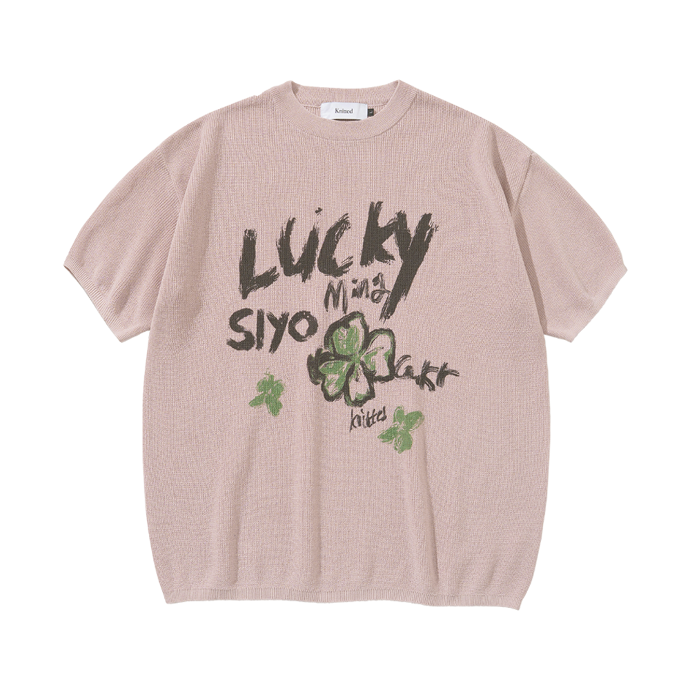 니티드 X QWER시연 쿨에버 클로버 라운드 니트 핑크