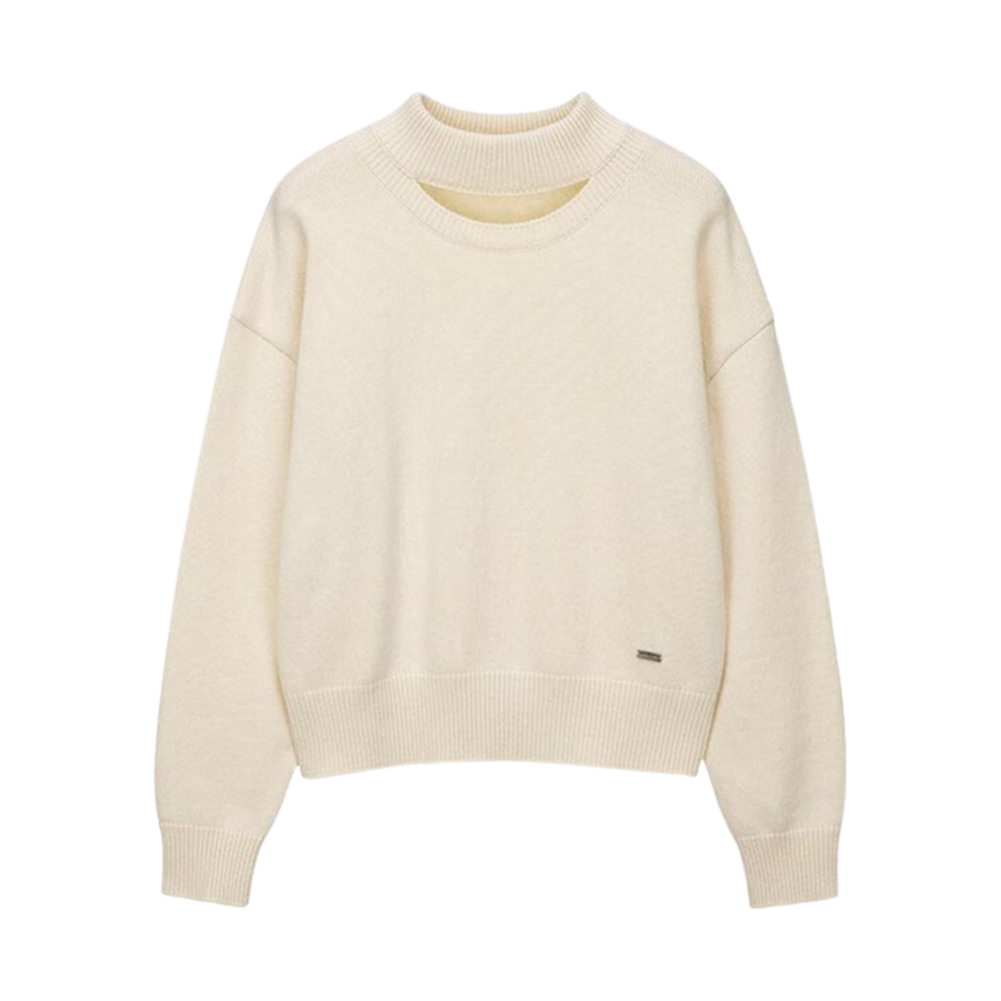 (W) 루에브르 컷 아웃 모크넥 풀오버 아이보리((W) Loeuvre Cut Out Mock Neck Pullover Ivory)