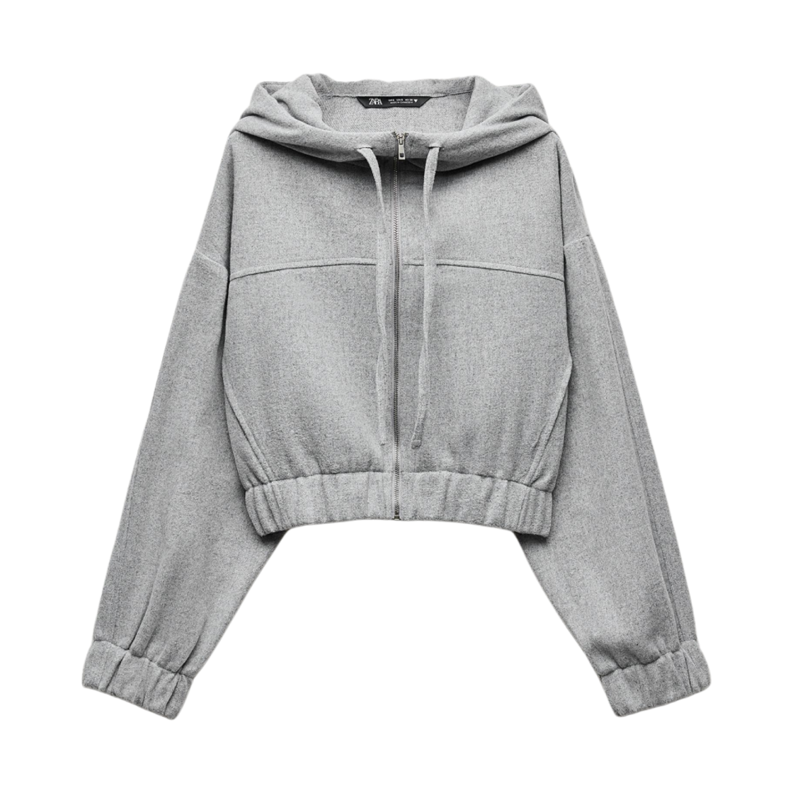 (W) 자라 소프트 크롭드 후드 라이트 그레이((W) Zara Soft Cropped Hoodie Light Grey) - 1