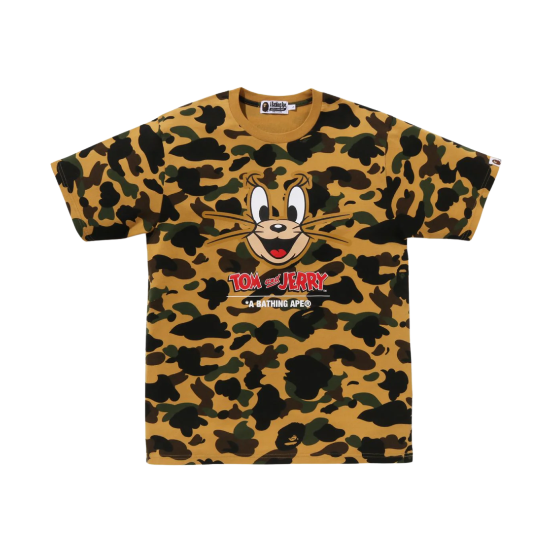 베이프 x 톰과 제리 85주년 퍼스트 카모 티셔츠 옐로우(BAPE x Tom & Jerry 85th Anniversary 1st Camo T-Shirt Yellow)