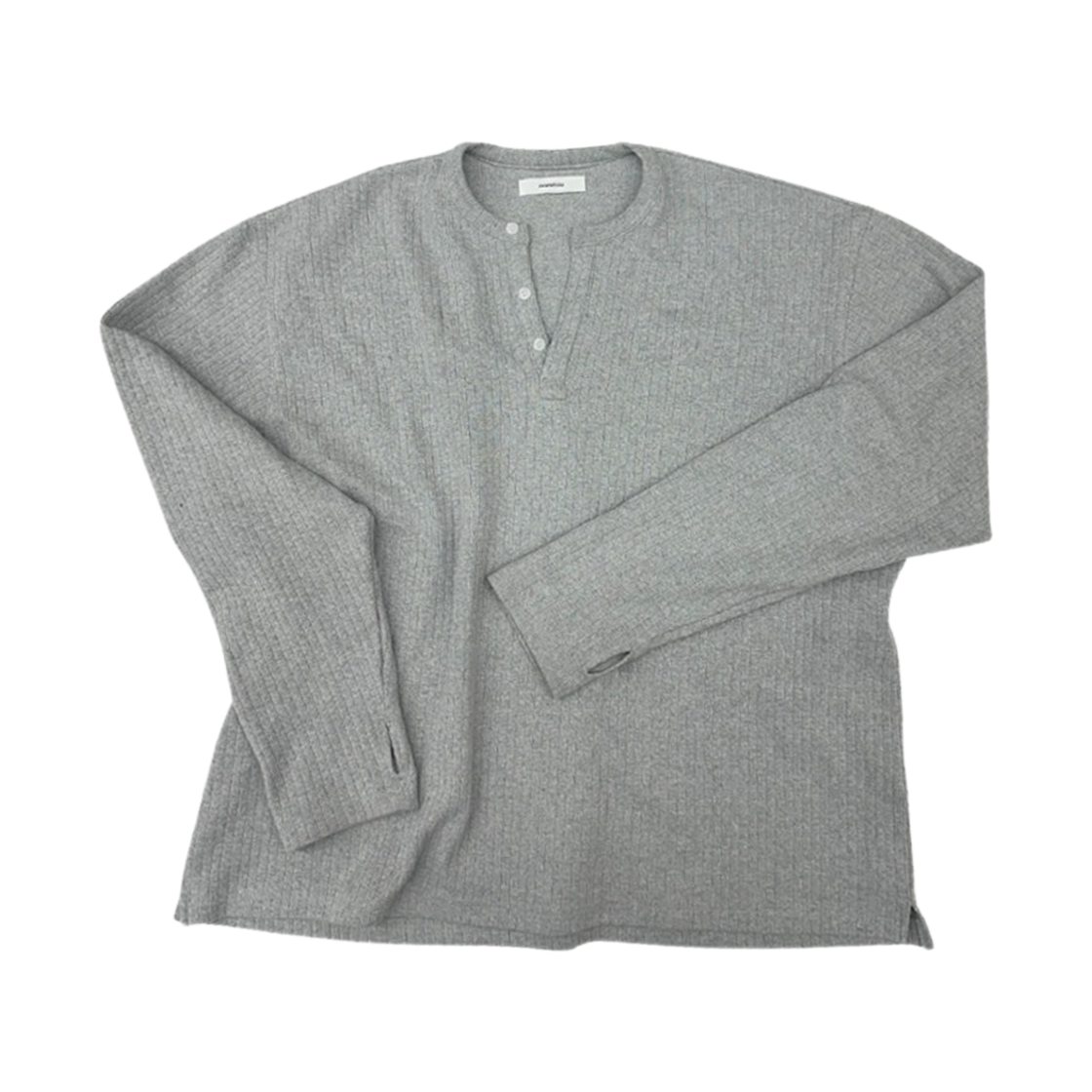 논노드 핑거 홀 헨리넥 티셔츠 그레이(Nonnod Finger Hole Henley Neck T-Shirt Grey)