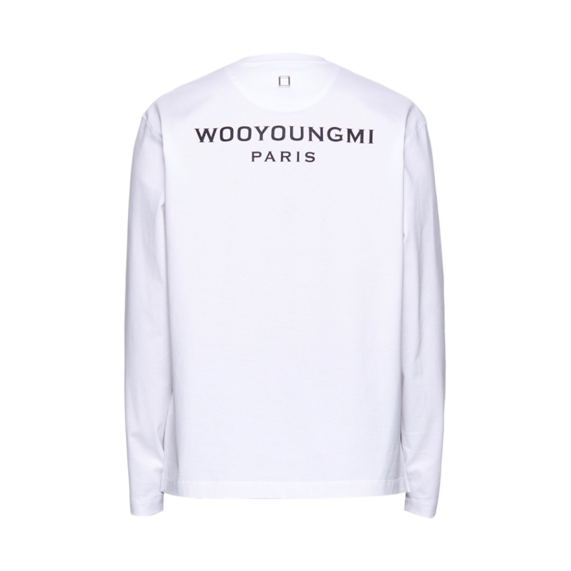 우영미 코튼 백로고 롱슬리브 티셔츠 화이트 - 23FW