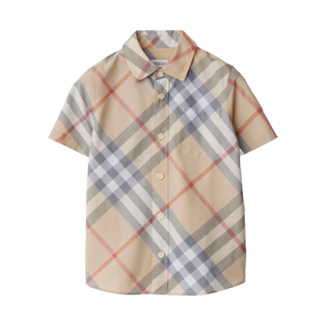 8092353 (Kids) Burberry Check Cotton Shirt Pale Stone