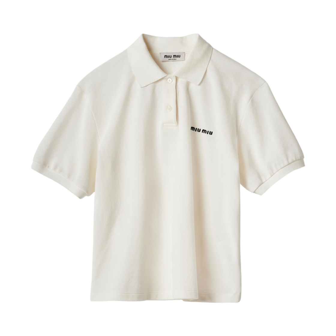 MJN535-14RW-F0009 (W) Miu Miu Cotton Pique Polo Shirt White