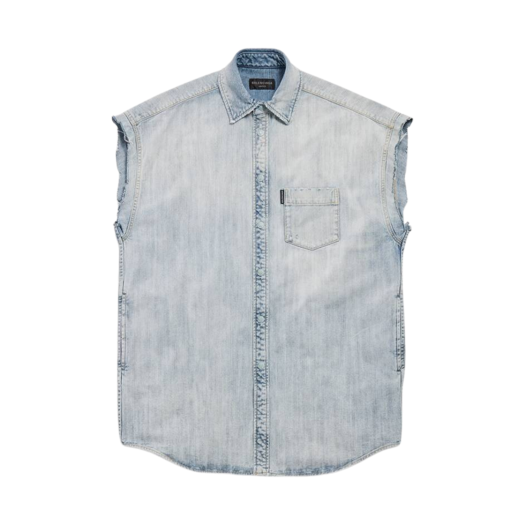 Balenciaga Ripped Sleeve Shirt Oversized Light Blue