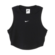 (W) Nike Sport Essential Ribbed Cropped Tank Top Black Sail - Asia