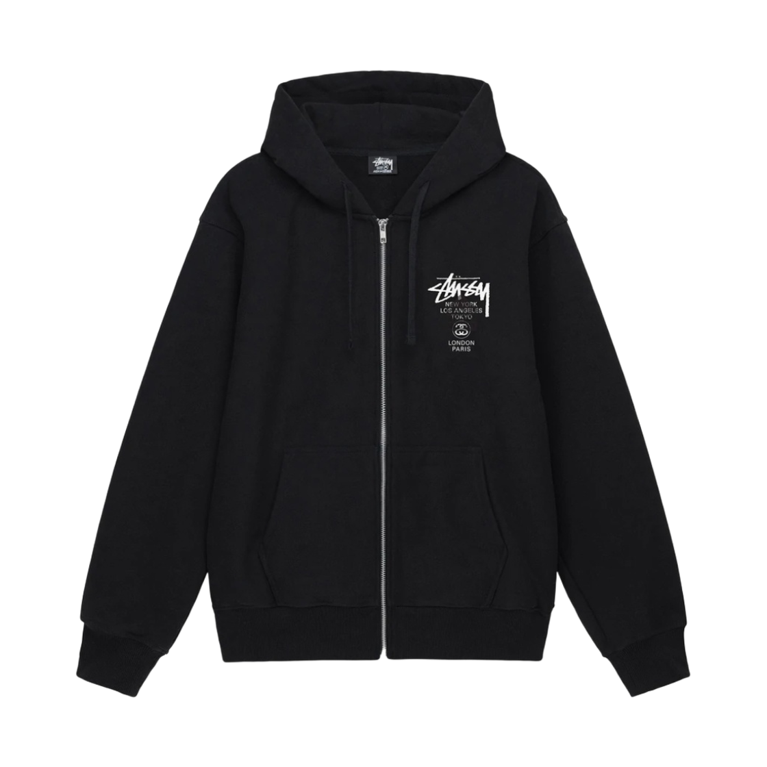스투시 도버 스트리트 마켓 월드투어 후드 집업 블랙 2022(Stussy DSM World Tour Zip Hoodie Black 2022) - 1