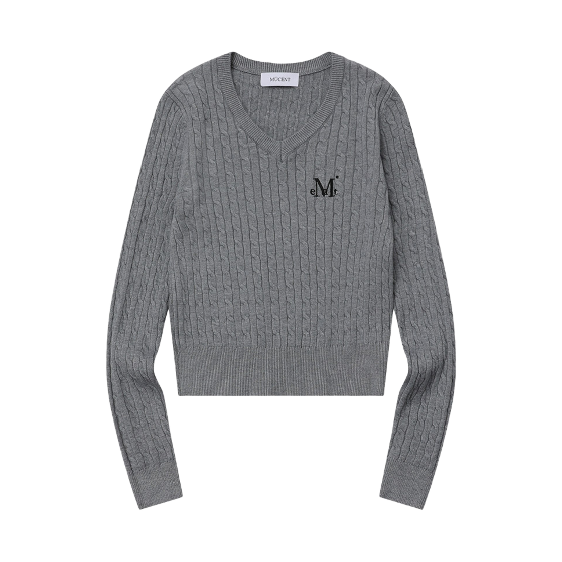 무센트 프림로즈 브이넥 크롭 니트 그레이(MUCENT Primrose V-Neck Crop Knit Gray) - 1