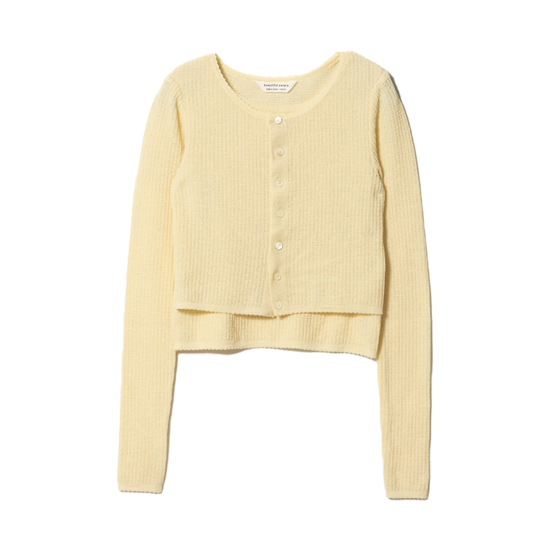 뷰티풀피플 우먼 하이 게이지 립 니티드 가디건 옐로우 - 24FW(Beautiful People Women High Gauge Rib Knitted Cardigan Yellow - 24FW)