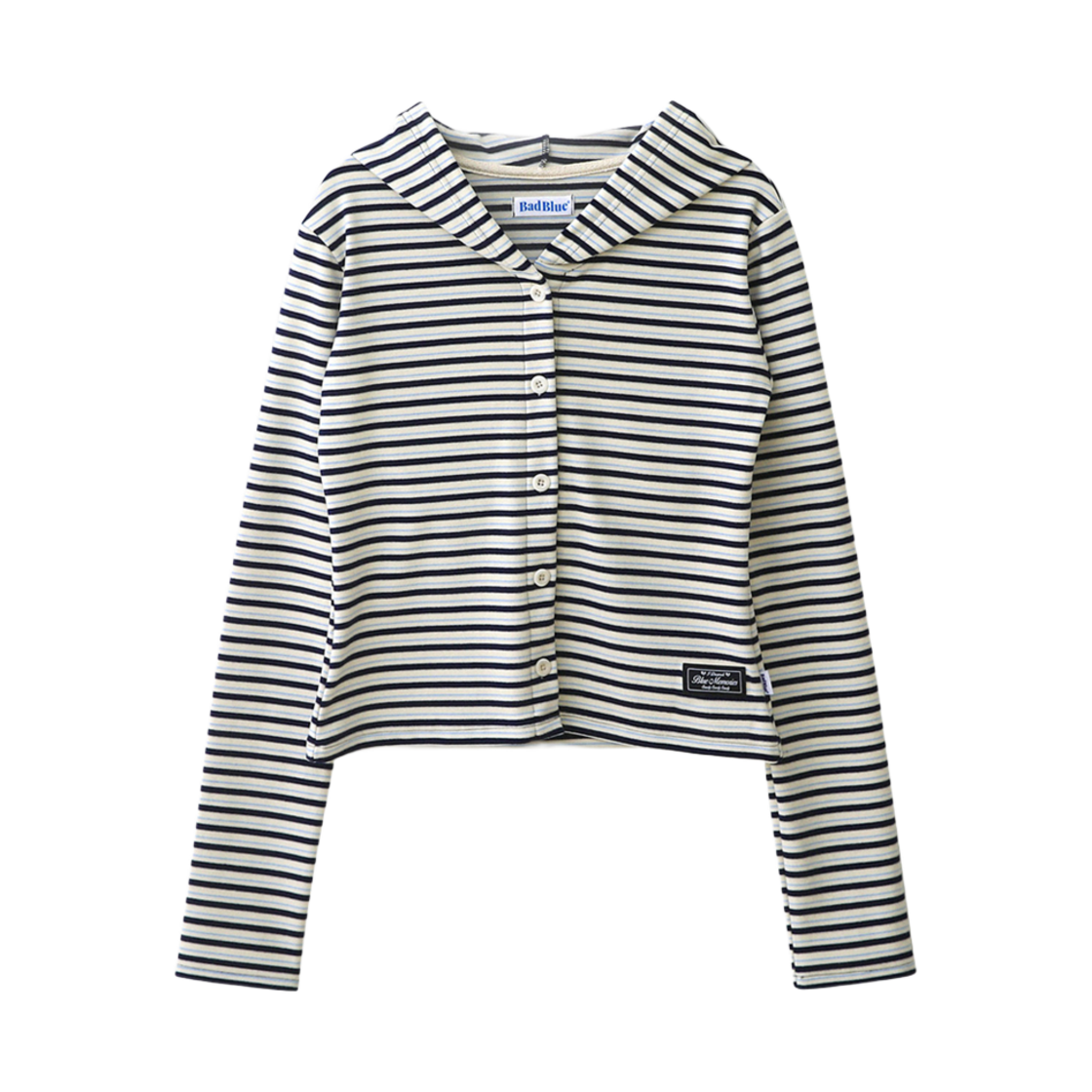 배드블루 스트라이프 후디 가디건 아이보리(BadBlue Stripe Hoodie Cardigan Ivory)