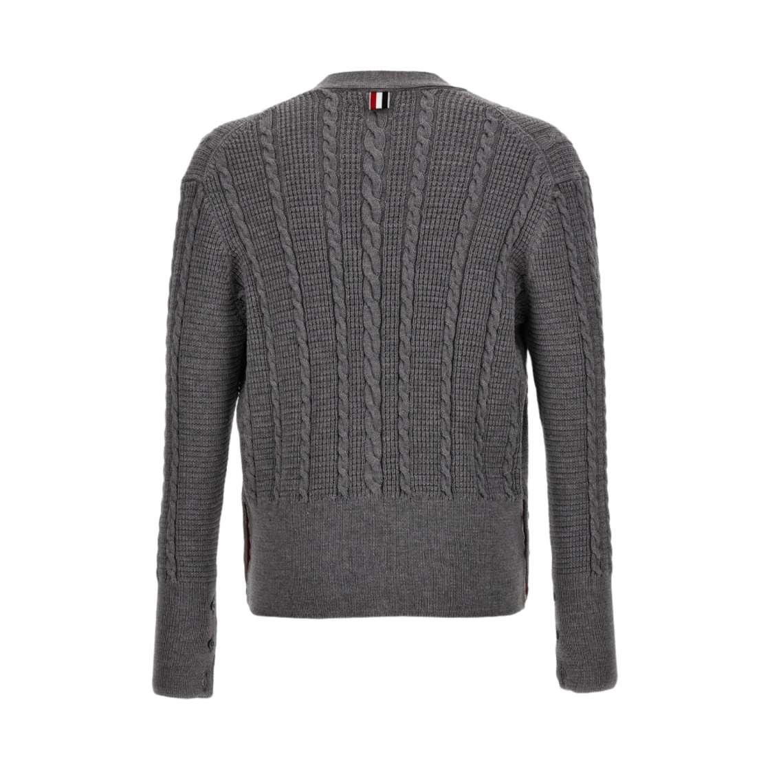 톰브라운 울 릴렉스드 브이넥 케이블 가디건 라이트 그레이(Thom Browne Wool Relaxed V-Neck Cable Cardigan Light Grey) - 2