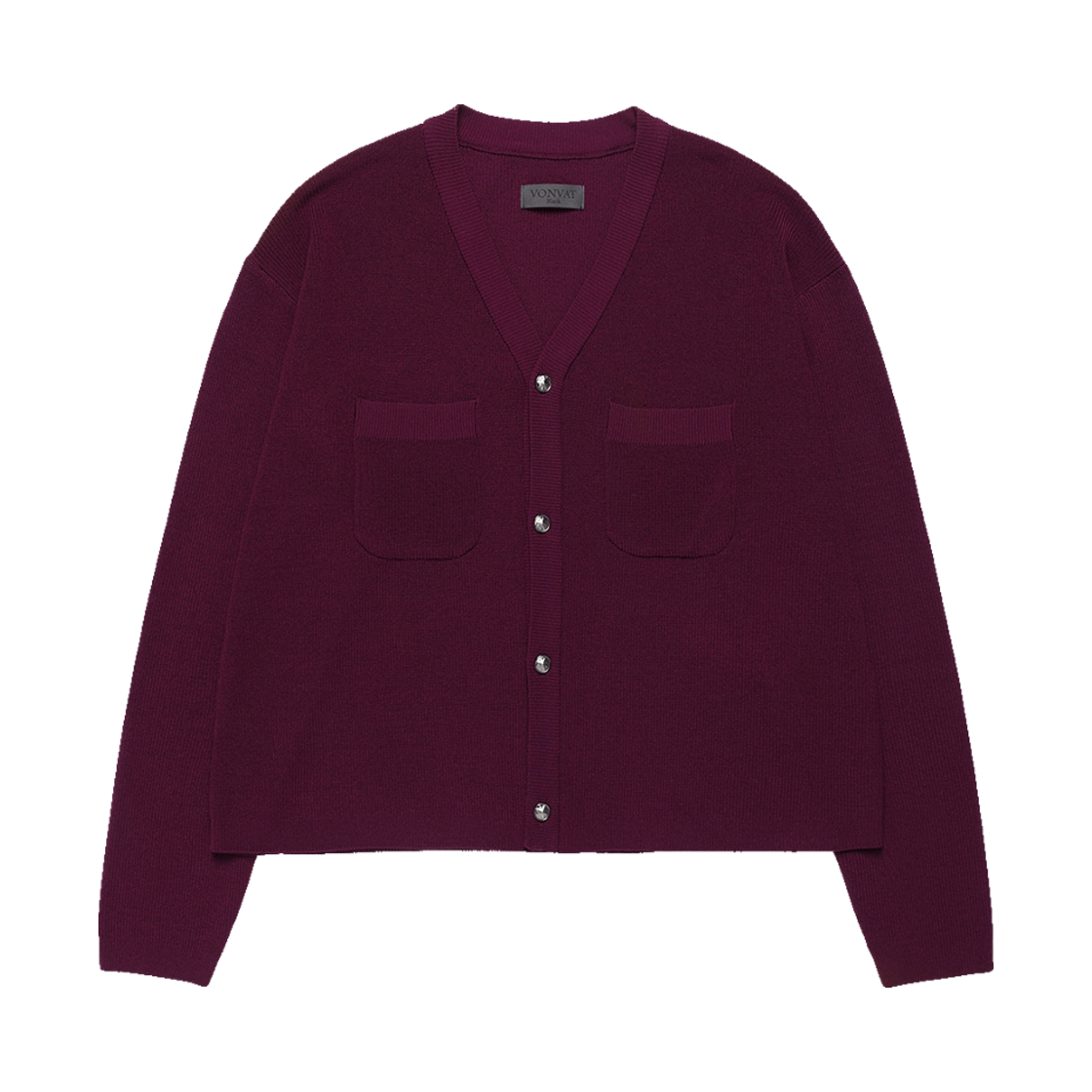 본바트 메탈 버튼 크롭 가디건 버건디