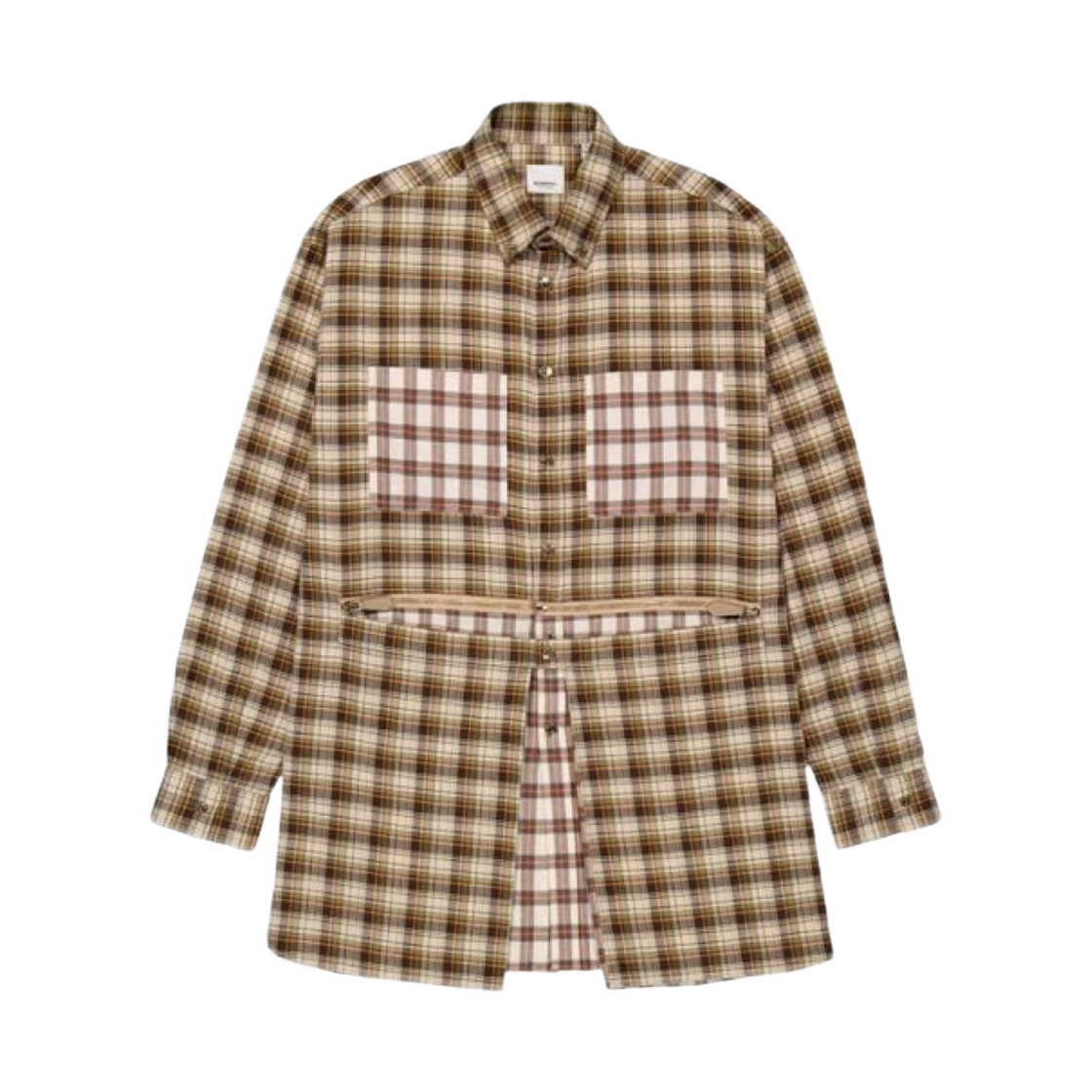 버버리 지퍼 헴 체크 플란넬 셔츠 다크 올리브 체크(Burberry Zipped Hem Check Flannel Shirt Dark Olive Check) - 1