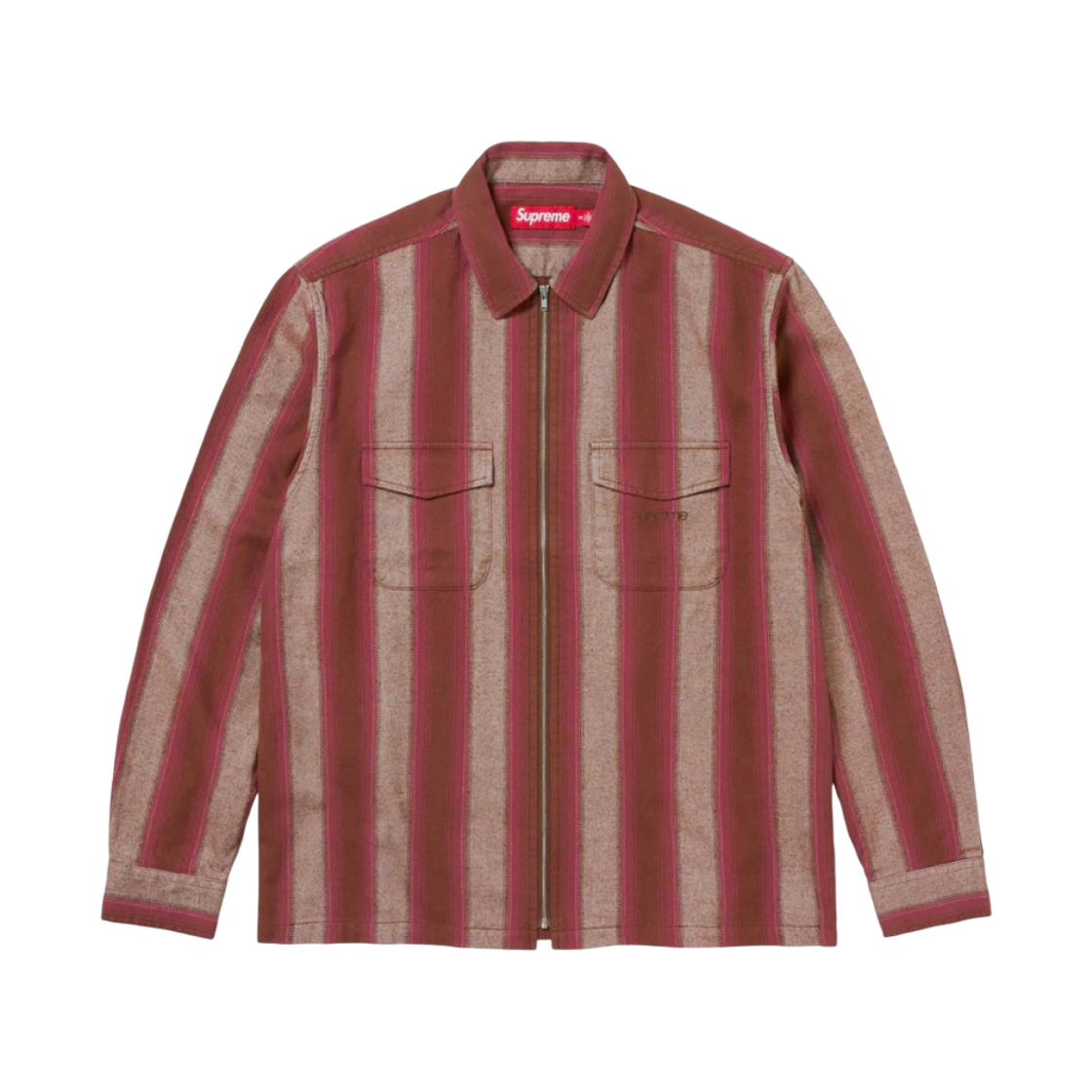 슈프림 스트라이프 플란넬 집업 셔츠 브라운 - 23FW(Supreme Stripe Flannel Zip Up Shirt Brown - 23FW) - 1