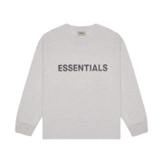 Essentials 3D Silicon Applique Boxy Long Sleeve T-Shirt Heather Oatmeal - 20FW